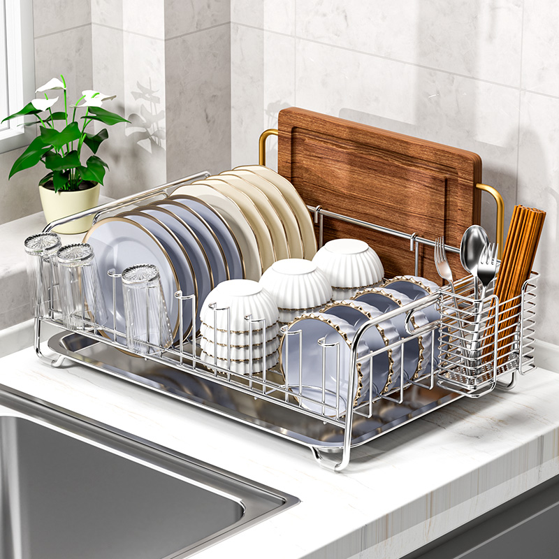 Kitchen Utensils - Scolapiatti in Acciaio Inox 304, Cestello