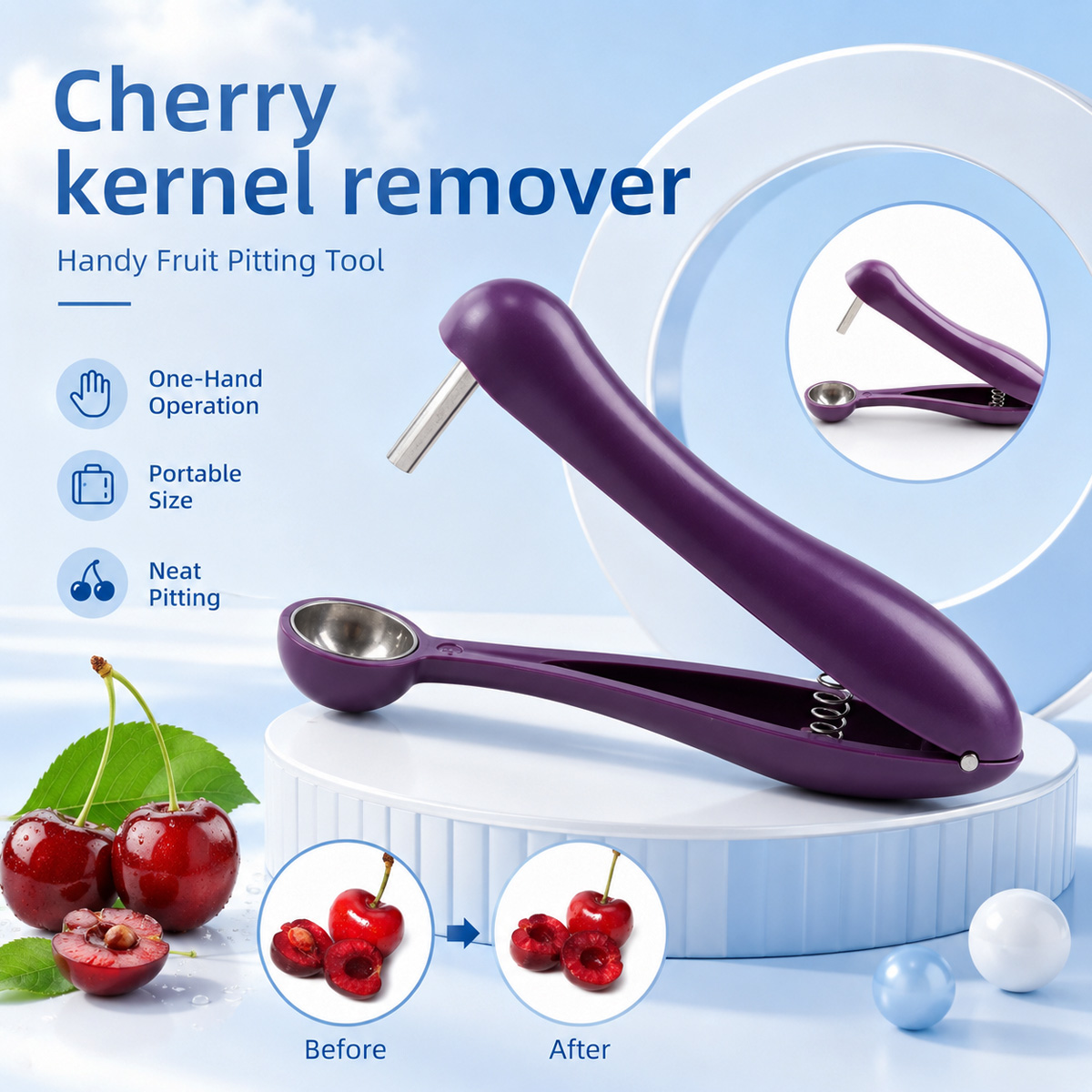 Kitchen Baking Tools - Spremi-ciliegie e olive manuale, strumento per