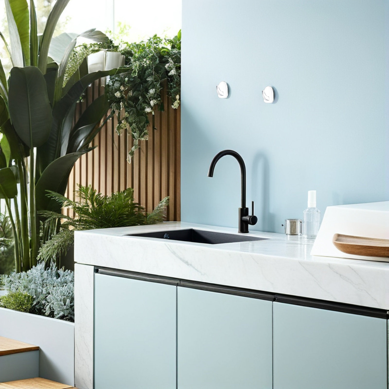 Kitchen Utensils - 100 Pezzi Ganci Adesivi Trasparenti a